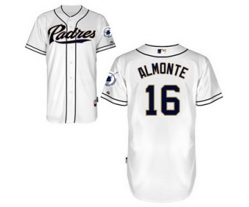 Men's San Diego Padres #16 Abraham Almonte White Jersey