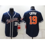 Men's San Diego Padres #19 Tony Gwynn Retired Navy Blue Throwback Jersey