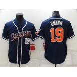 Men's San Diego Padres #19 Tony Gwynn Retired Navy Blue Throwback Jersey