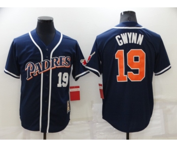 Men's San Diego Padres #19 Tony Gwynn Retired Navy Blue Throwback Jersey