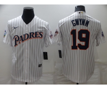Men's San Diego Padres #19 Tony Gwynn White Cool Base Stitched Jersey