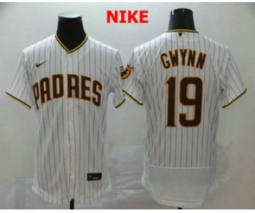 Men's San Diego Padres #19 Tony Gwynn White Pinstripe Stitched MLB Flex Base Nike Jersey