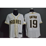 Men's San Diego Padres #19 Tony Gwynn White With Gold Stitched MLB Flex Base Nike Jersey
