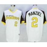 Men's San Diego Padres #2 Johnny Manziel White Stitched MLB Majestic Cooperstown Cool Base Jersey