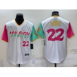 Men's San Diego Padres #22 Juan Soto Number White 2022 City Connect Cool Base Stitched Jersey