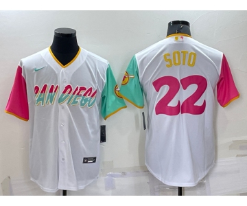 Men's San Diego Padres #22 Juan Soto White 2022 City Connect Cool Base Stitched Jersey