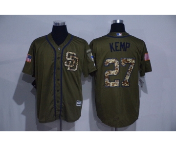 Men's San Diego Padres #27 Matt Kemp Green Salute to Service Cool Base Stitched MLB Jersey