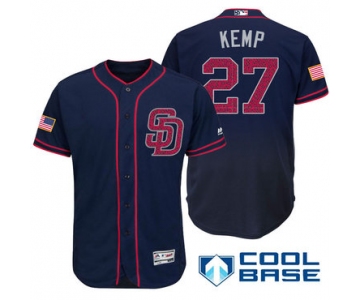 Men's San Diego Padres #27 Matt Kemp Navy Blue Stars & Stripes Fashion Independence Day Stitched MLB Majestic Cool Base Jersey