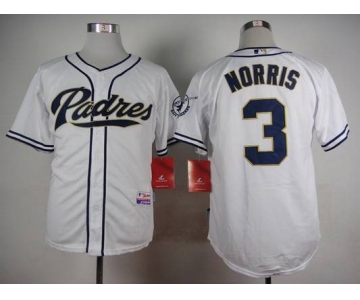 Men's San Diego Padres #3 Derek Norris White Jersey