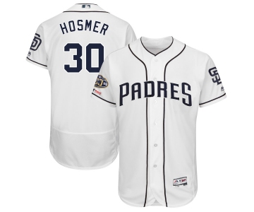 Men's San Diego Padres 30 Eric Hosmer White 50th Anniversary and 150th Patch FlexBase Jersey