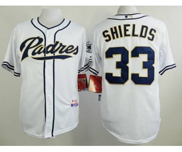 Men's San Diego Padres #33 James Shields White Jersey