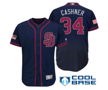 Men's San Diego Padres #34 Andrew Cashner Navy Blue Stars & Stripes Fashion Independence Day Stitched MLB Majestic Cool Base Jersey