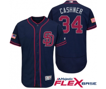 Men's San Diego Padres #34 Andrew Cashner Navy Blue Stars & Stripes Fashion Independence Day Stitched MLB Majestic Flex Base Jersey