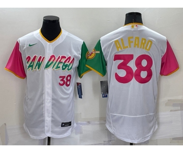 Men's San Diego Padres #38 Jorge Alfaro Number White 2022 City Connect Flex Base Stitched Jersey