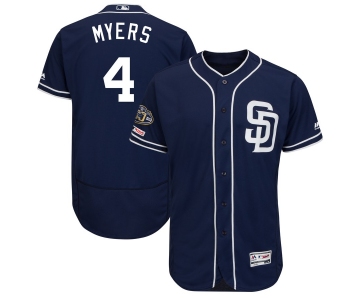 Men's San Diego Padres 4 Wil Meyers Navy 50th Anniversary and 150th Patch FlexBase Jersey