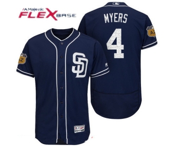 Men's San Diego Padres #4 Wil Myers Navy Blue 2017 Spring Training Stitched MLB Majestic Flex Base Jersey