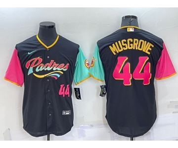 Men's San Diego Padres #44 Joe Musgrove Number Black 2022 City Connect Cool Base Stitched Jersey