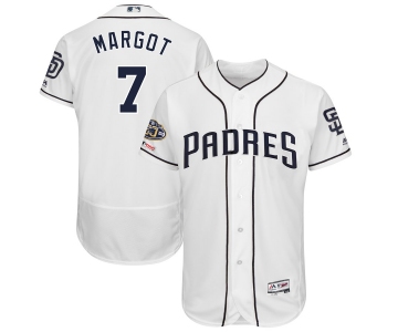 Men's San Diego Padres 7 Manuel Margot White 50th Anniversary and 150th Patch FlexBase Jersey
