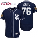 Men's San Diego Padres #76 Jose Torres Navy Blue 2017 Spring Training Stitched MLB Majestic Flex Base Jersey