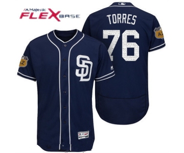 Men's San Diego Padres #76 Jose Torres Navy Blue 2017 Spring Training Stitched MLB Majestic Flex Base Jersey