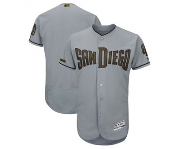 Men's San Diego Padres Blank Majestic Gray 2018 Memorial Day Authentic Collection Flex Base Team Jersey