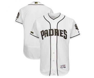 Men's San Diego Padres Blank Majestic White 2018 Memorial Day Authentic Collection Flex Base Team Jersey