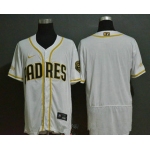 Men's San Diego Padres Blank White Golden Stitched MLB Flex Base Nike Jersey