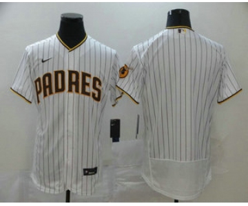 Men's San Diego Padres Blank White Pinstripe Stitched MLB Flex Base Nike Jersey