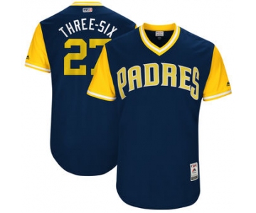 Men's San Diego Padres Jered Weaver Three-Six Majestic Navy 2017 Players Weekend Authentic Jersey
