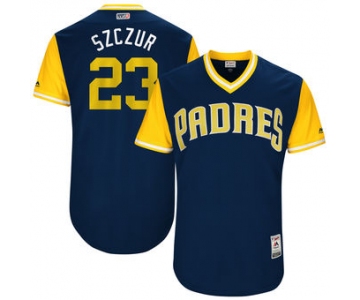 Men's San Diego Padres Matt Szczur Szczur Majestic Navy 2017 Players Weekend Authentic Jersey