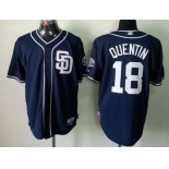 San Diego Padres #18 Carlos Quentin Navy Blue Jersey