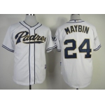 San Diego Padres #24 Cameron Maybin White Jersey