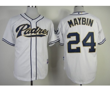 San Diego Padres #24 Cameron Maybin White Jersey