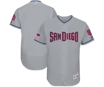 San Diego Padres Majestic Blank Gray 2018 Stars & Stripes Flex Base Team Jersey