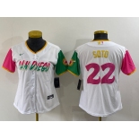 Women's San Diego Padres #22 Juan Soto White 2022 City Connect Cool Base Stitched Jersey