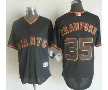 Men's San Francisco Giants #35 Brandon Crawford Alternate Black 2015 MLB Cool Base Jersey
