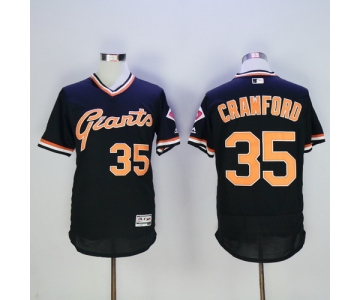 Men's San Francisco Giants #35 Brandon Crawford Black Pullover 2016 Flexbase Majestic Baseball Jersey