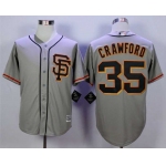 Men's San Francisco Giants #35 Brandon Crawford Grey New Cool Base SF Jersey