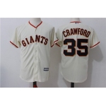 Men's San Francisco Giants #35 Brandon Crawford Name Cream Home Stitched MLB Majestic Cool Base Jersey