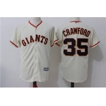 Men's San Francisco Giants #35 Brandon Crawford Name Cream Home Stitched MLB Majestic Cool Base Jersey