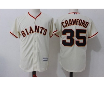 Men's San Francisco Giants #35 Brandon Crawford Name Cream Home Stitched MLB Majestic Cool Base Jersey