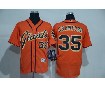 Men's San Francisco Giants #35 Brandon Crawford Name Orange 2016 Flexbase Majestic Baseball Jersey