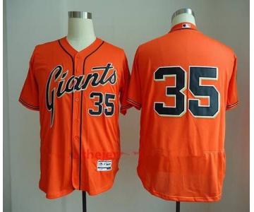 Men's San Francisco Giants #35 Brandon Crawford No Name Orange Stitched MLB Majestic Flex Base Jersey