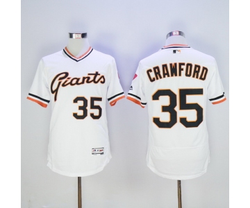 Men's San Francisco Giants #35 Brandon Crawford White Pullover 2016 Flexbase Majestic Baseball Jersey
