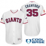 Men's San Francisco Giants #35 Brandon Crawford White Stars & Stripes Fashion Independence Day Stitched MLB Majestic Cool Base Jersey
