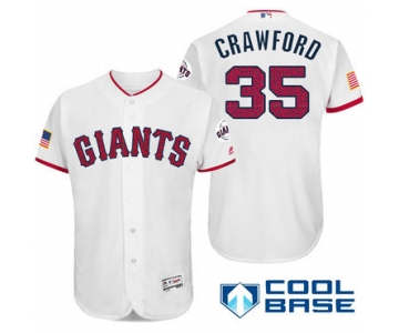 Men's San Francisco Giants #35 Brandon Crawford White Stars & Stripes Fashion Independence Day Stitched MLB Majestic Cool Base Jersey