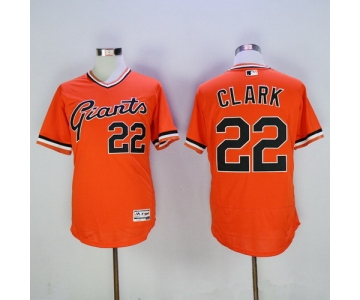 Men's San Francisco Giants #22 Will Clark Retired Orange Pullover 2016 Flexbase Majestic Baseball Jersey