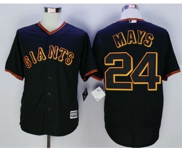 Men's San Francisco Giants #24 Willie Mays Black New Cool Base Jersey