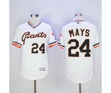Men's San Francisco Giants #24 Willie Mays Retired White Pullover 2016 Flexbase Majestic Baseball Jersey