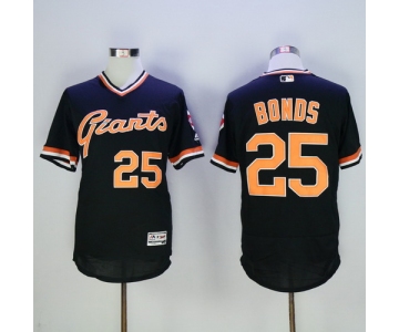 Men's San Francisco Giants #25 Barry Bonds Retired Black Pullover 2016 Flexbase Majestic Baseball Jersey